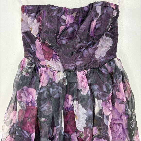 Lulus XS Bustier Strapless Maxi Dress Corset Purple Floral Fairy Prom Formal - Picture 11 of 12